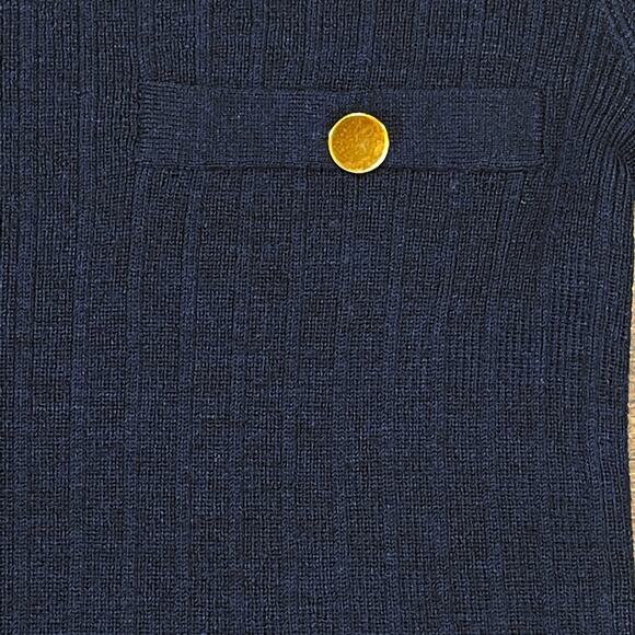 BENSIMON Navy Wool Ribbed Fitted Crew Neck Sweater XS - Picture 3 of 5